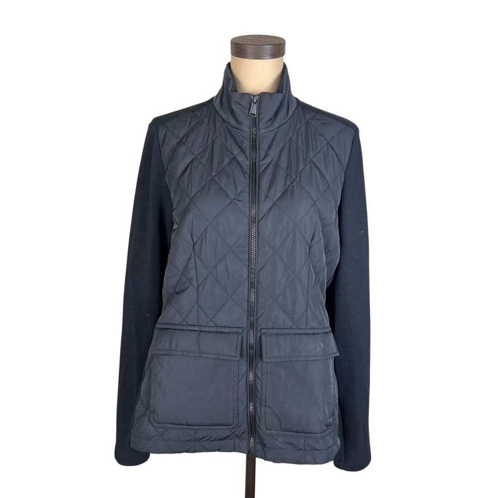 Alp N Rock Womens Black Quilted Mixed Media Full Zip Jacket Large